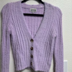Fuzzy purple sweater